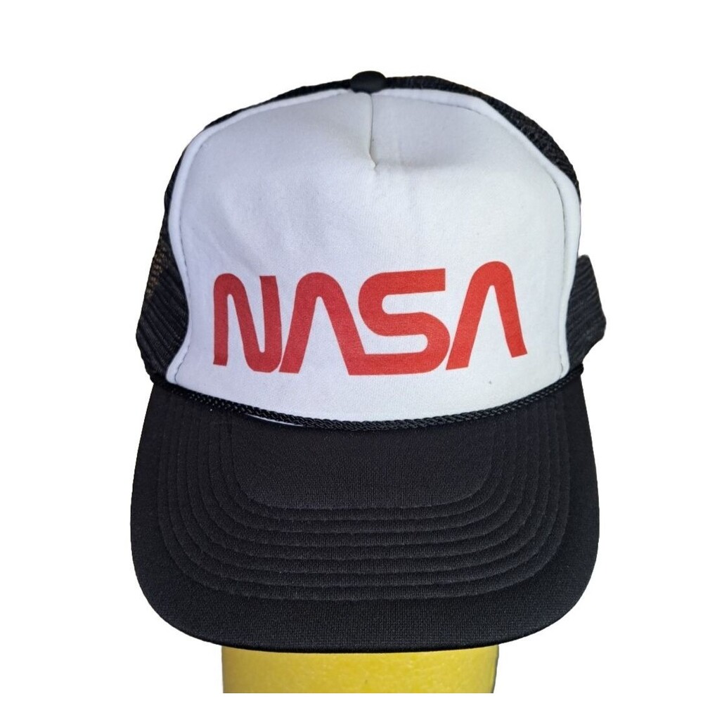 NASA OTTO Collection Trucker Hat Mesh Foam Black Snapback Adjustable Retro